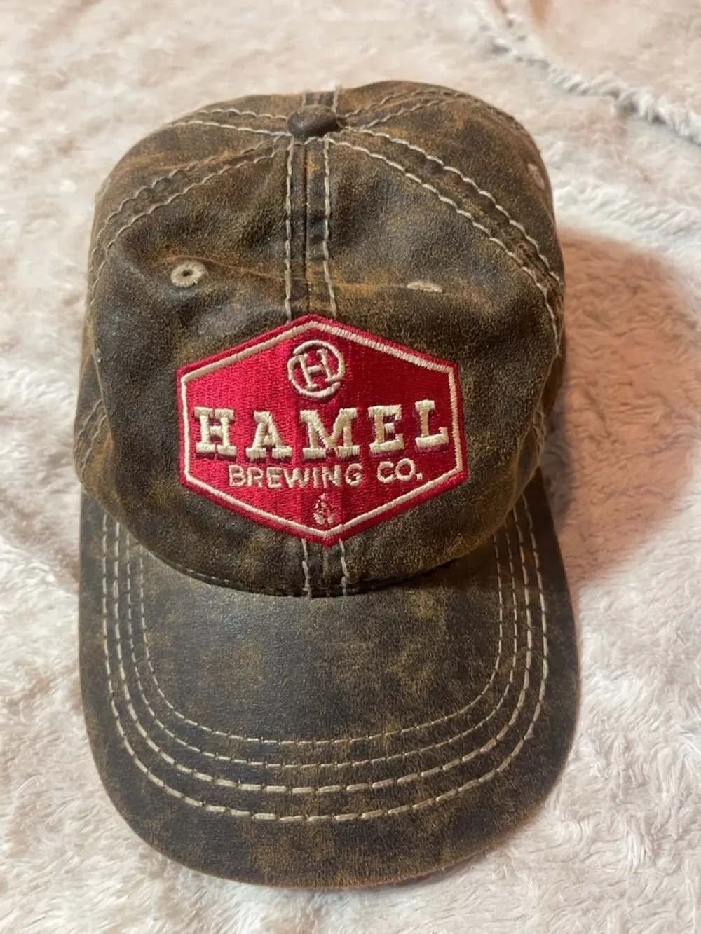 Hamel Brewing Co. Red Patch Distressed Brown Baseball Cap